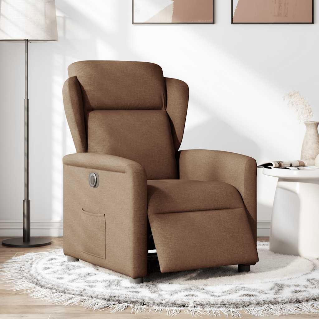 Fauteuil inclinable électrique Marron Tissu