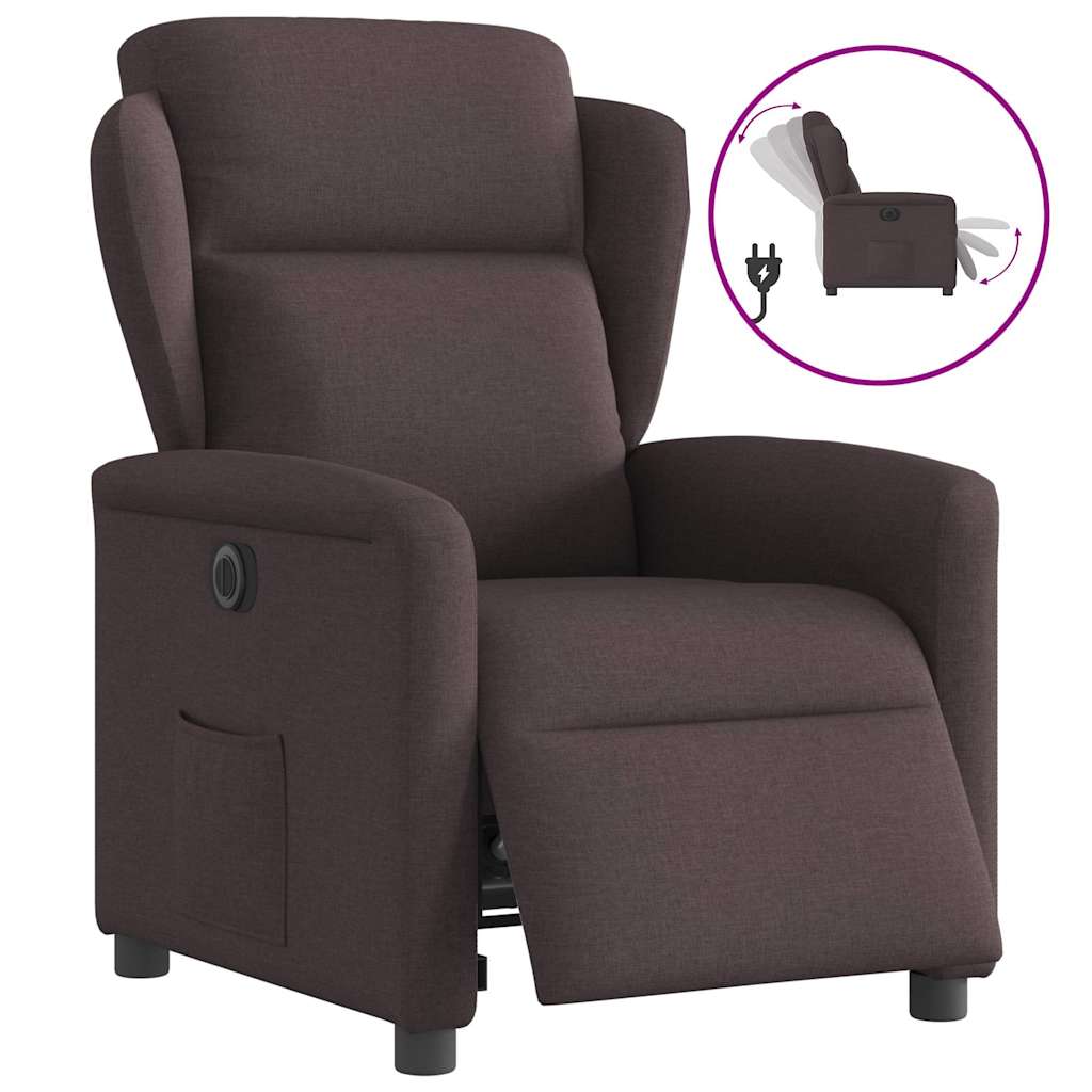Fauteuil inclinable électrique Marron foncé Tissu