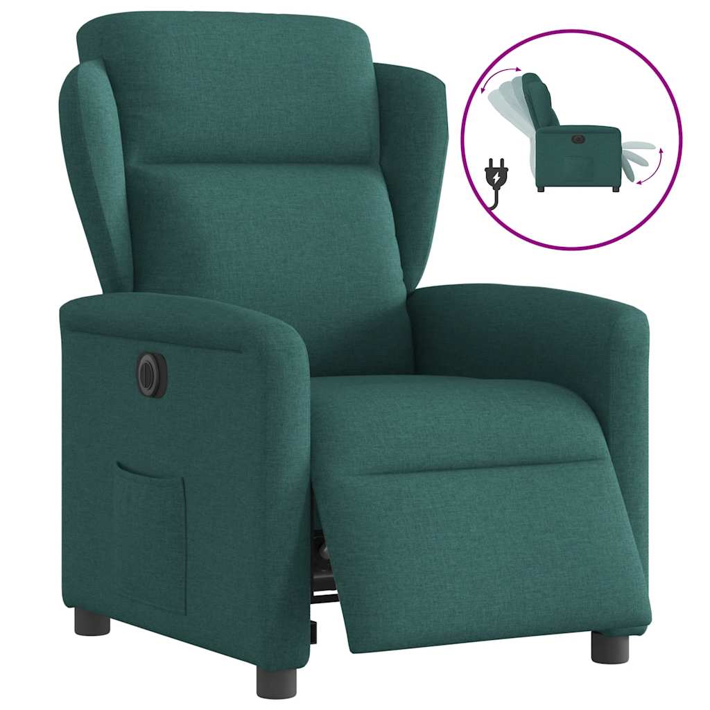 Fauteuil inclinable électrique Vert foncé Tissu