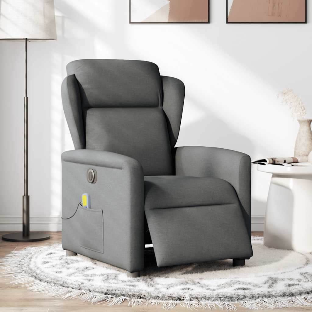 Fauteuil inclinable de massage électrique gris foncé tissu