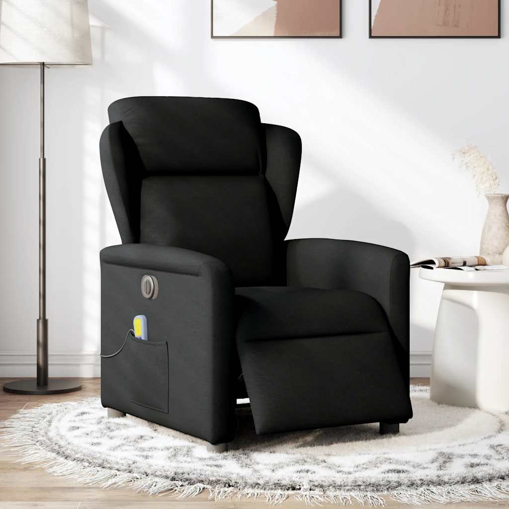 Fauteuil de massage inclinable électrique Noir Tissu