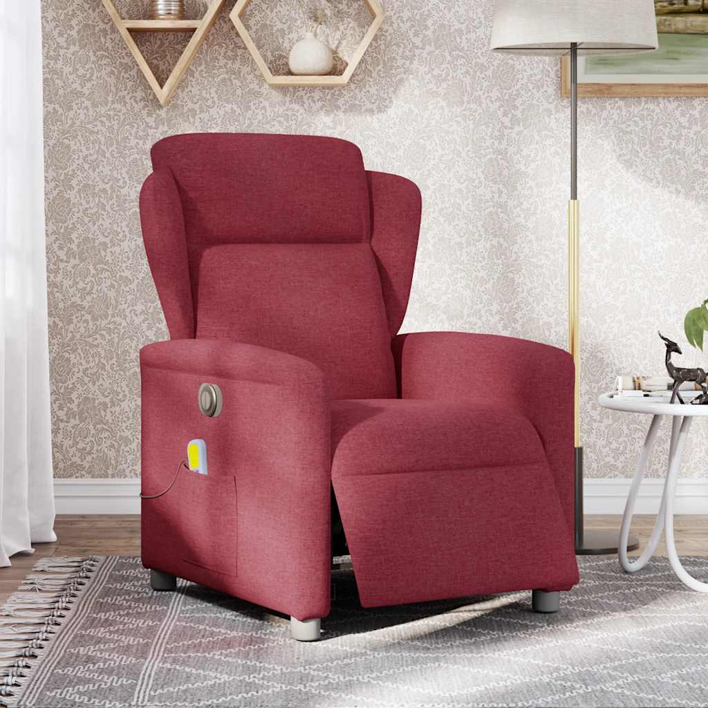 Fauteuil de massage inclinable électrique Rouge bordeaux Tissu