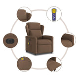 Fauteuil inclinable de massage électrique marron tissu