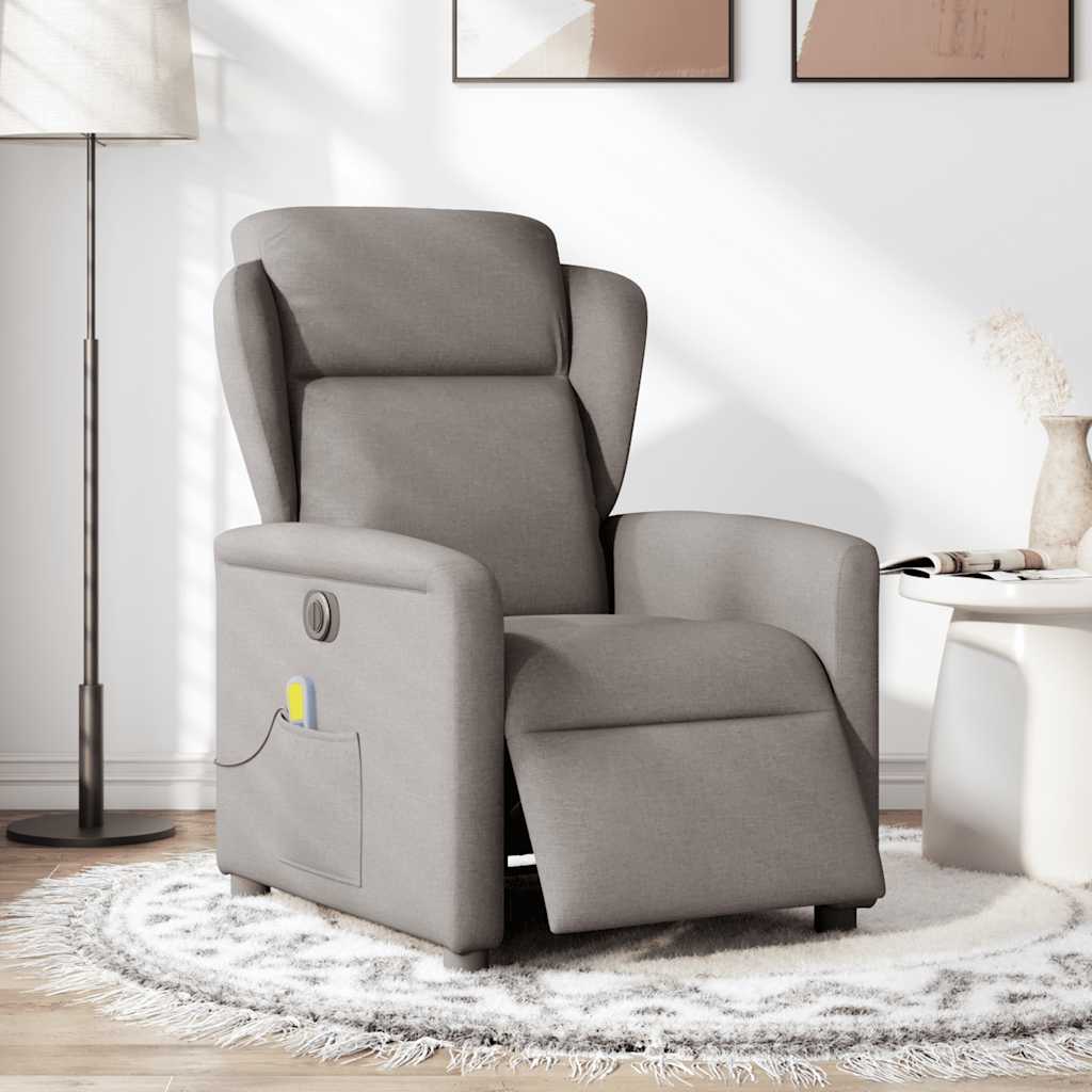 Fauteuil de massage inclinable électrique Taupe Tissu