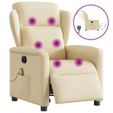Fauteuil inclinable de massage électrique crème tissu