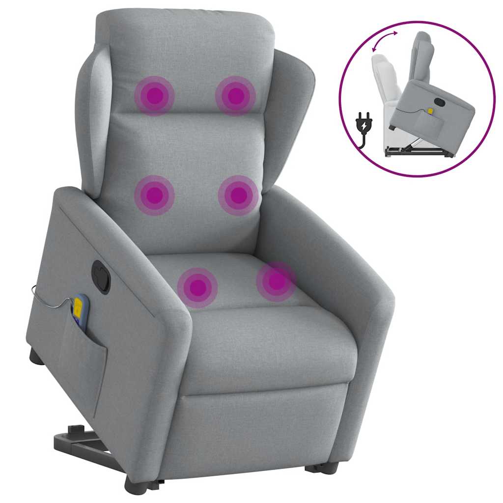 Fauteuil de massage inclinable Gris clair Tissu