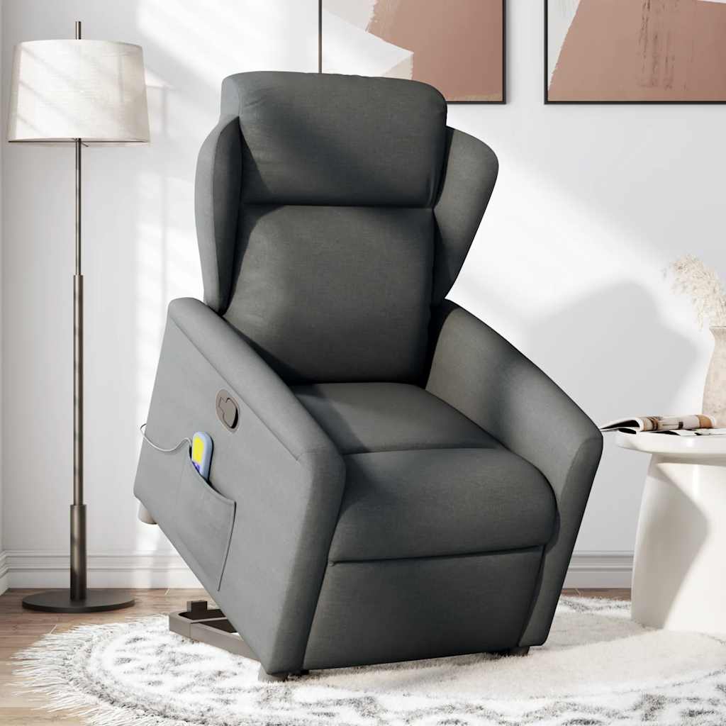 Fauteuil de massage inclinable Gris foncé Tissu