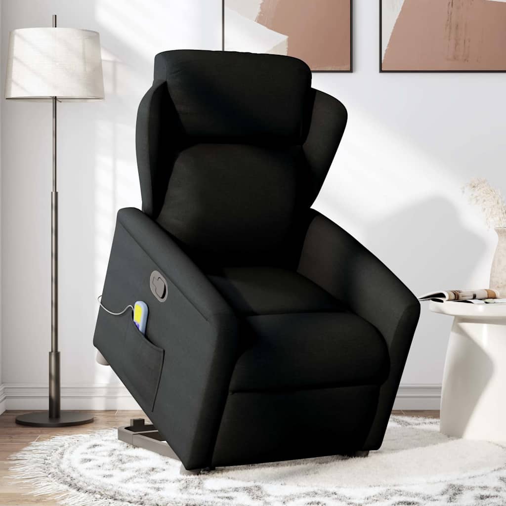 Fauteuil de massage inclinable Noir Tissu