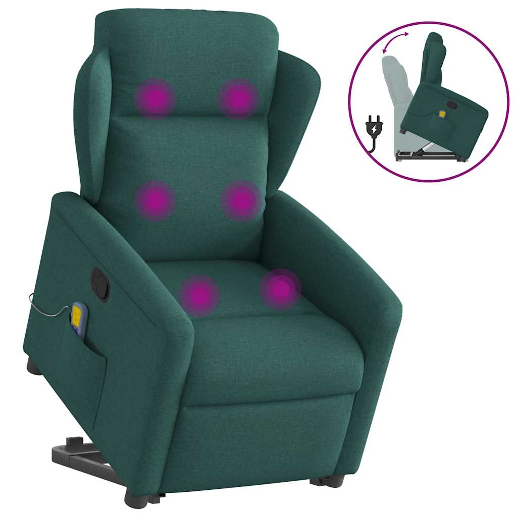 Fauteuil inclinable de massage Vert foncé Tissu