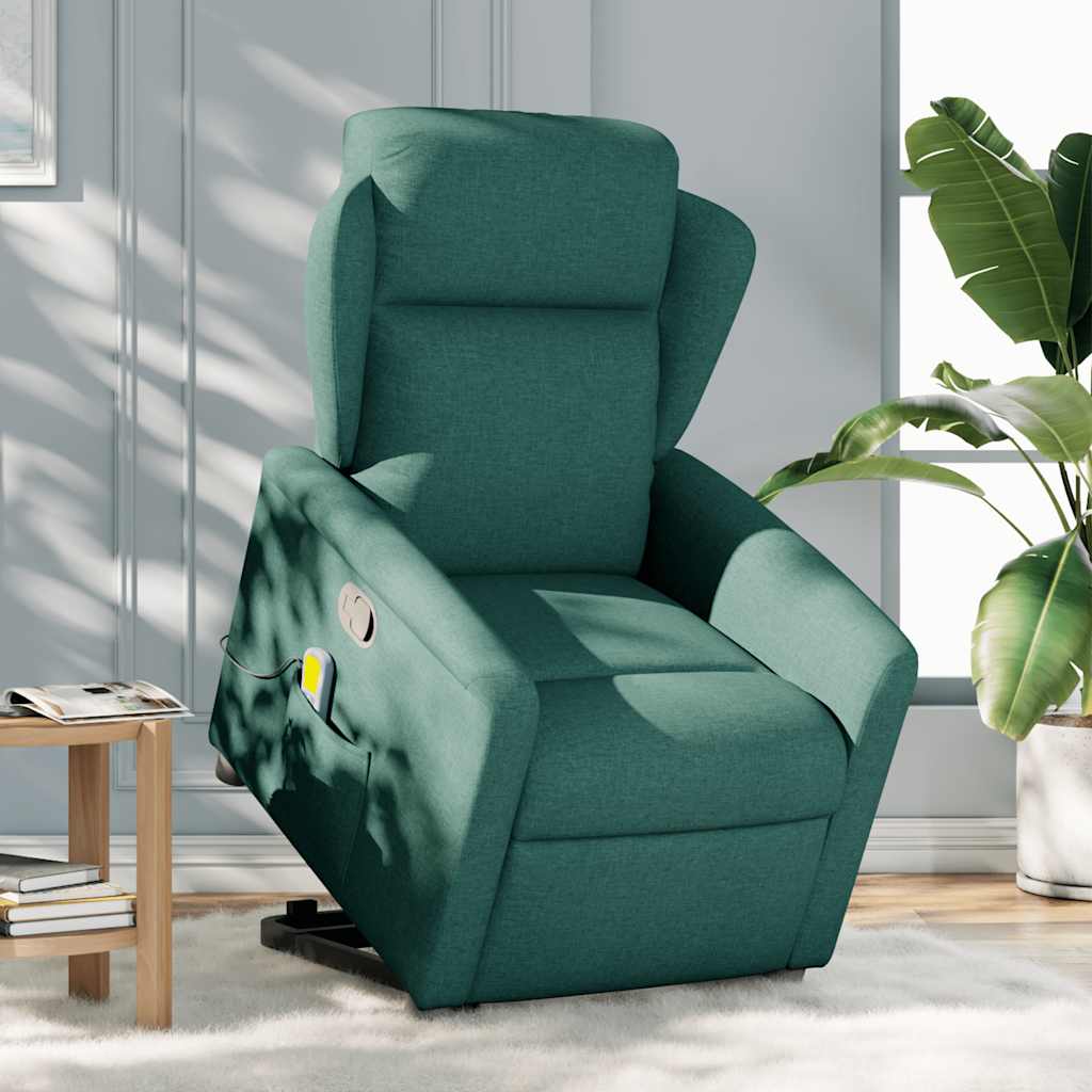 Fauteuil inclinable de massage Vert foncé Tissu