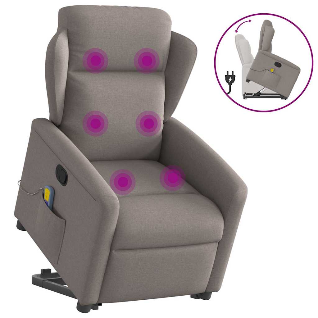 Fauteuil inclinable de massage Taupe Tissu