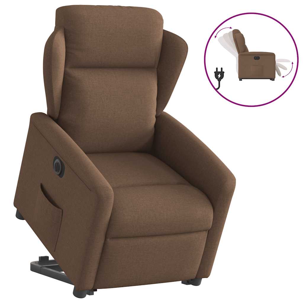 Fauteuil inclinable électrique marron tissu