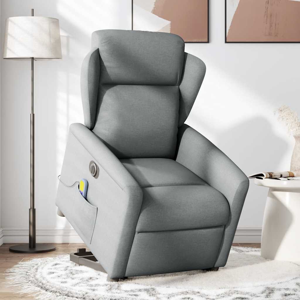Fauteuil inclinable de massage électrique Gris clair Tissu
