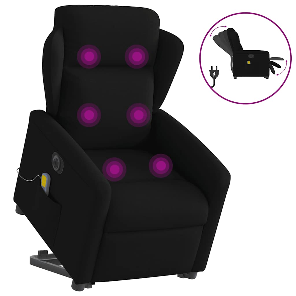 Fauteuil inclinable de massage électrique Noir Tissu