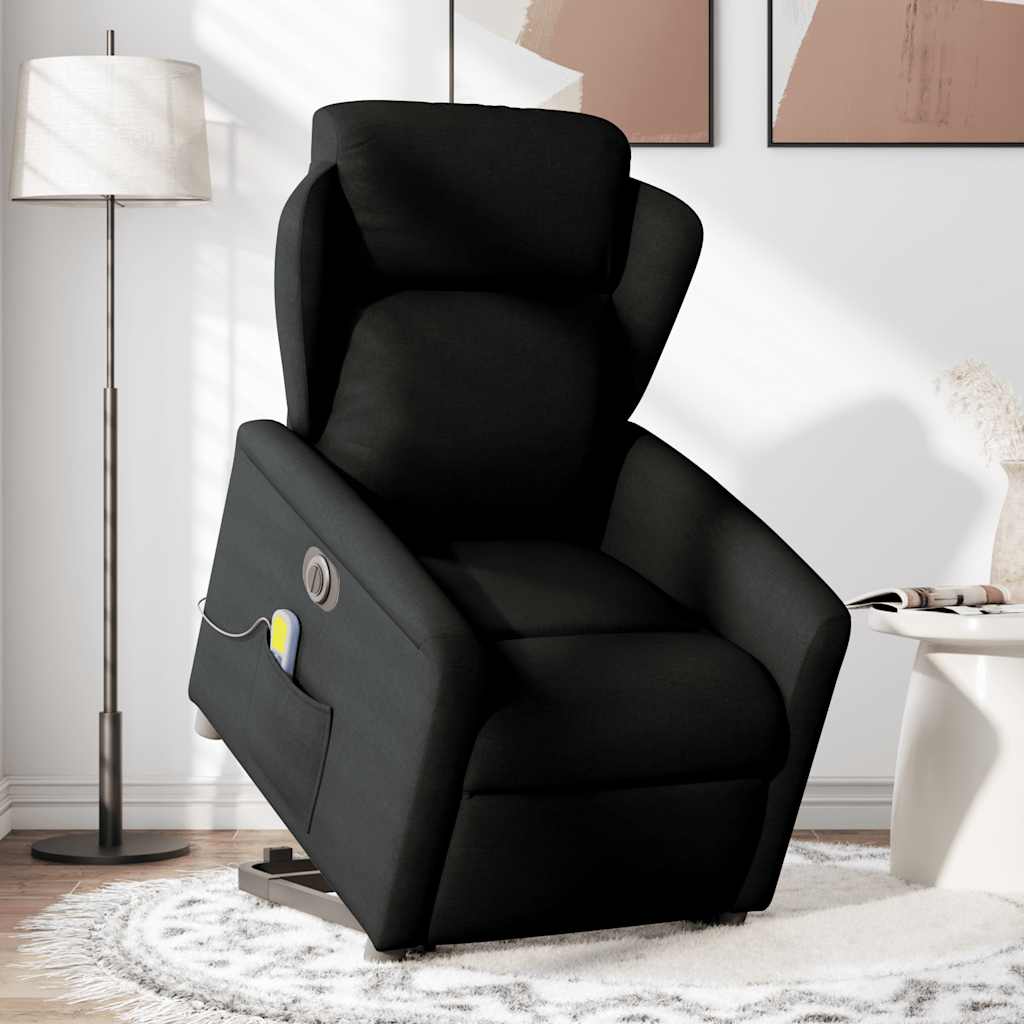 Fauteuil inclinable de massage électrique Noir Tissu