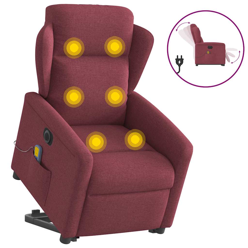 Fauteuil inclinable de massage électrique Rouge bordeaux Tissu