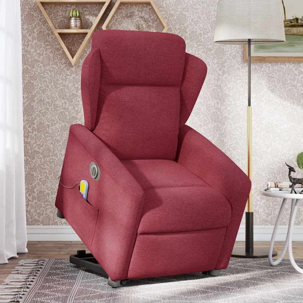 Fauteuil inclinable de massage électrique Rouge bordeaux Tissu