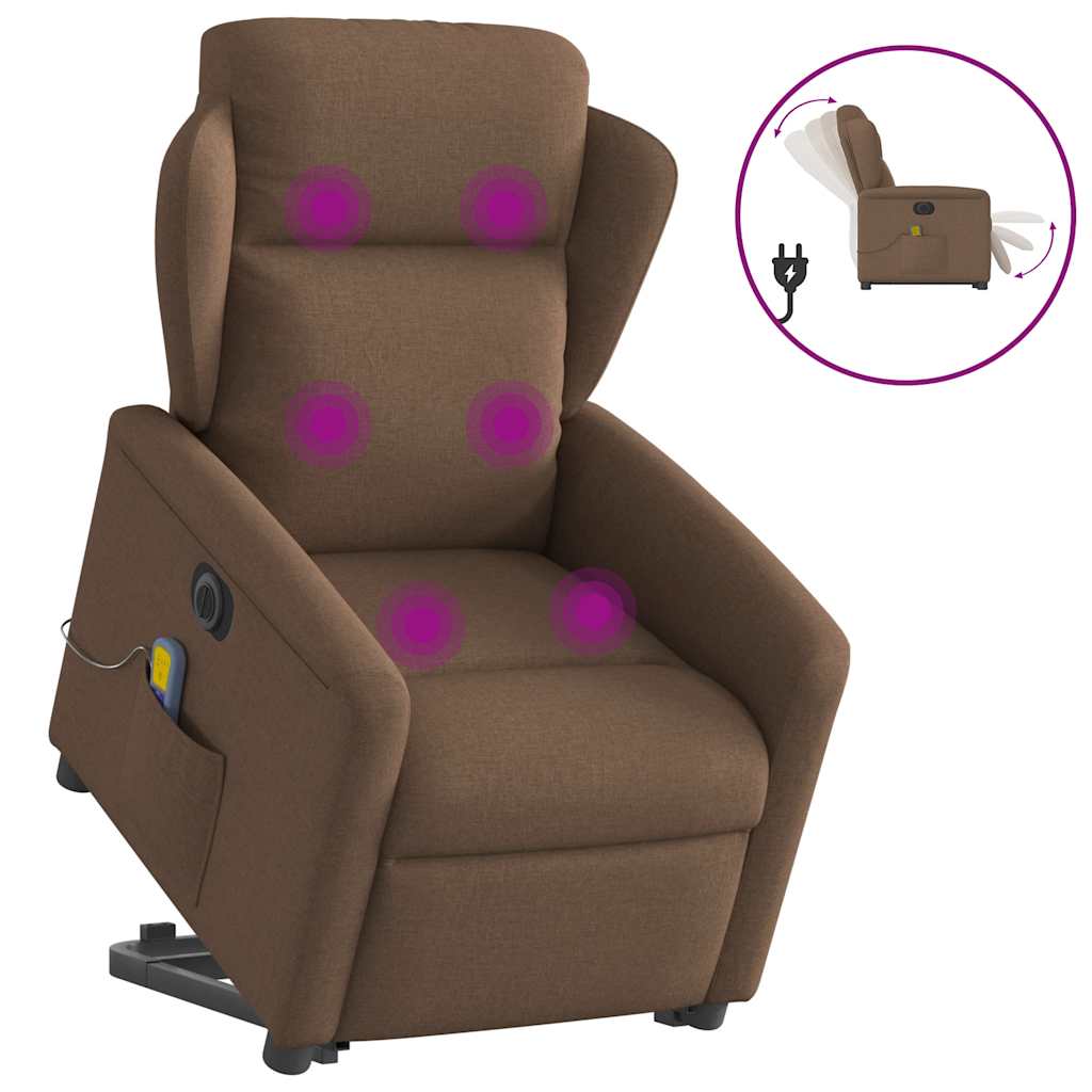 Fauteuil inclinable de massage électrique Marron Tissu