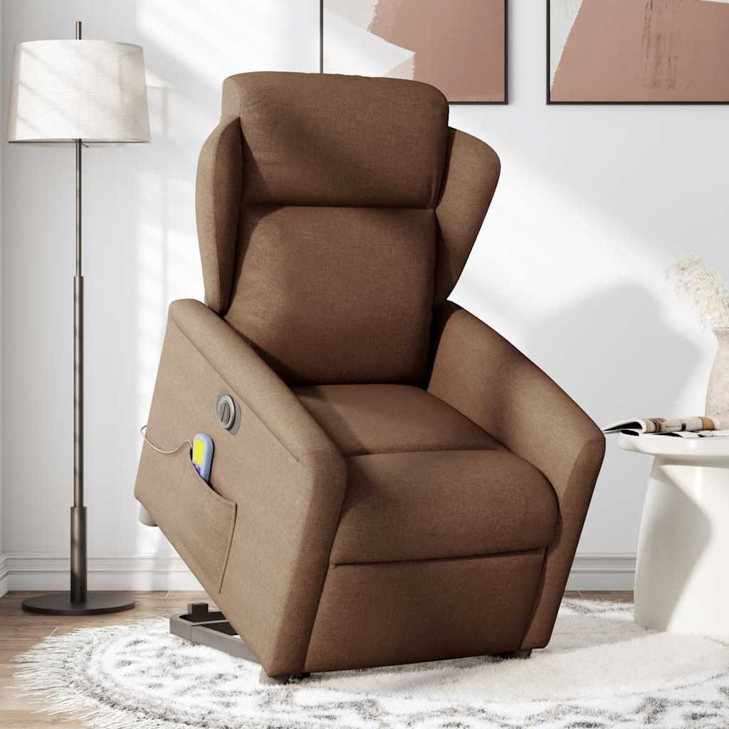 Fauteuil inclinable de massage électrique Marron Tissu