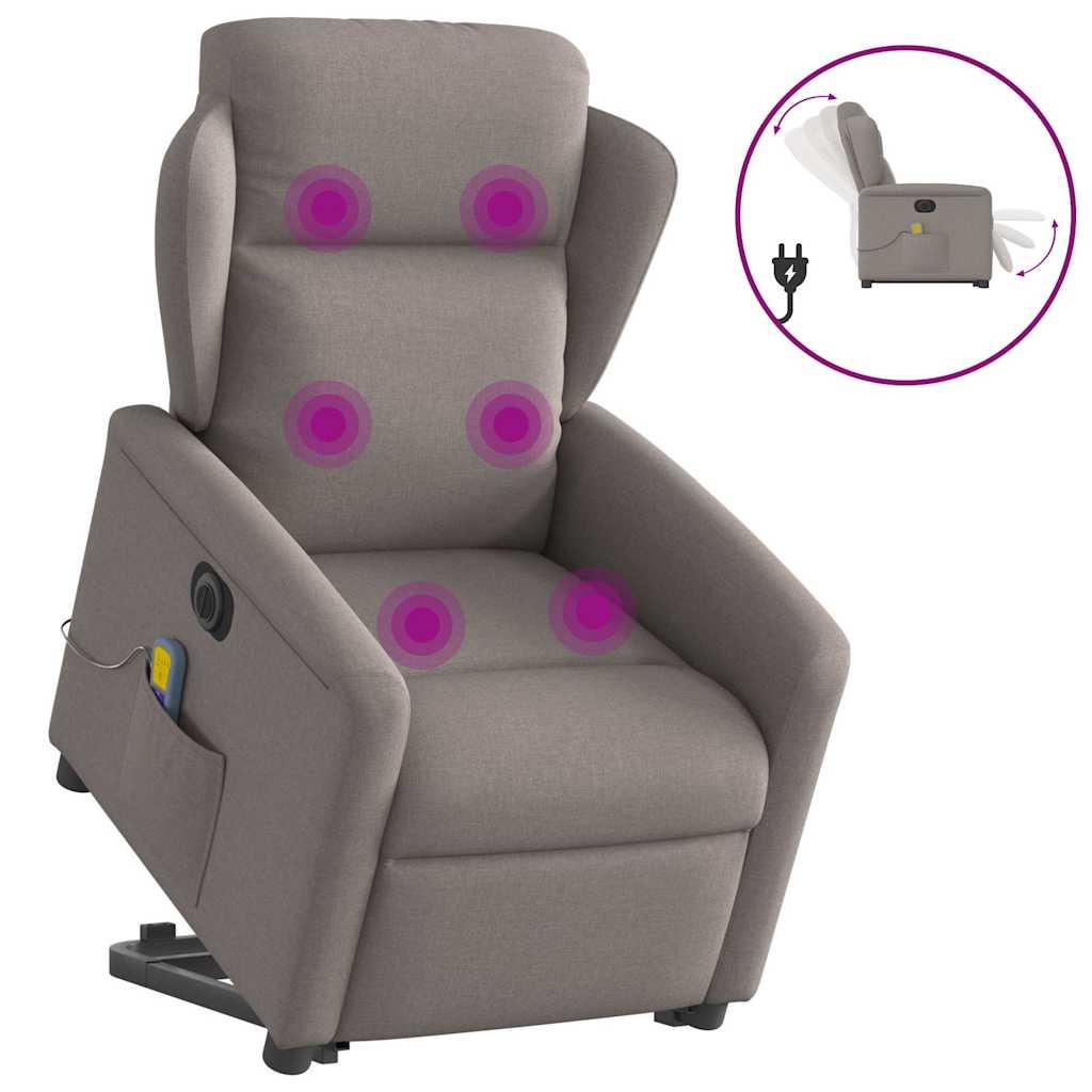 Fauteuil inclinable de massage électrique Taupe Tissu