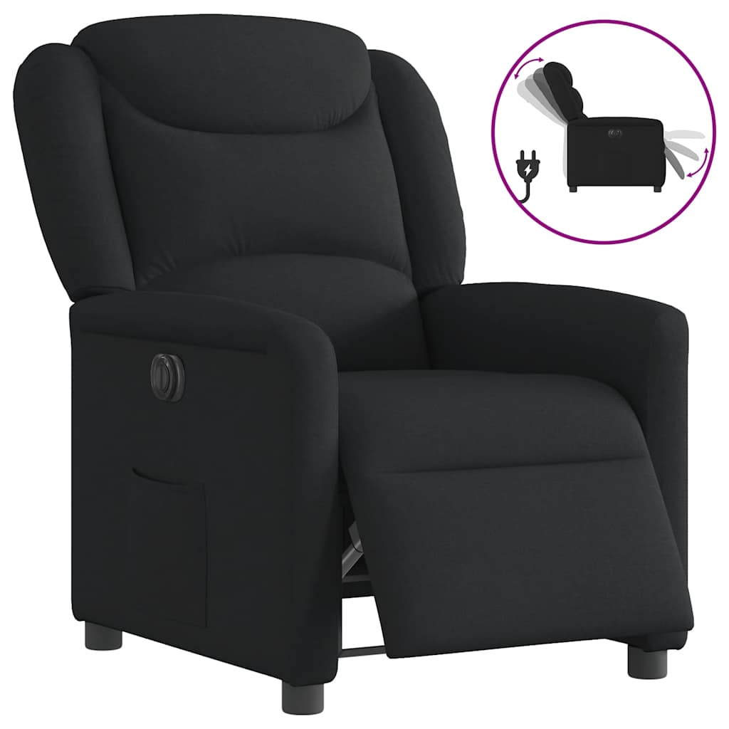 Fauteuil inclinable électrique Noir Tissu