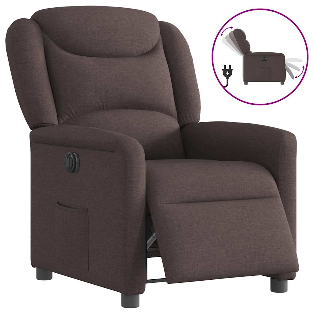 Fauteuil inclinable électrique Marron foncé Tissu
