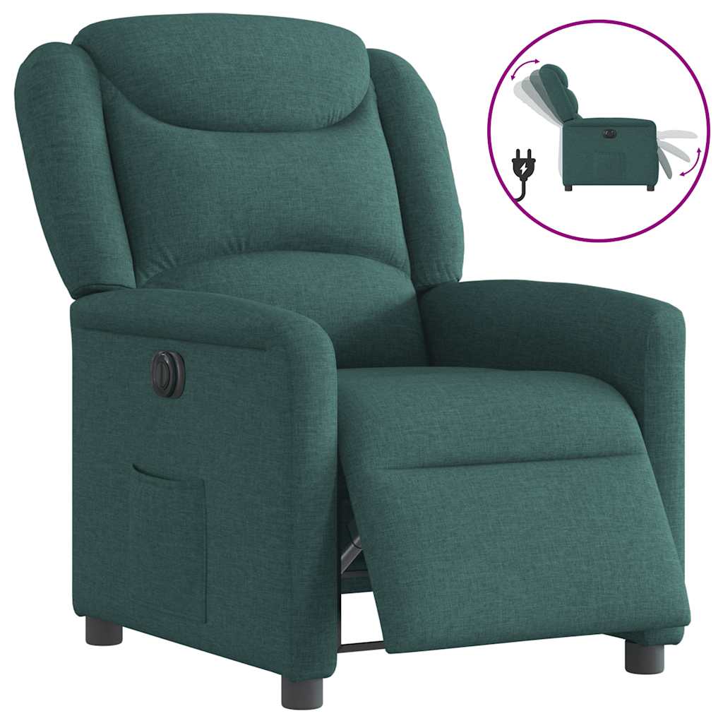 Fauteuil inclinable électrique Vert foncé Tissu