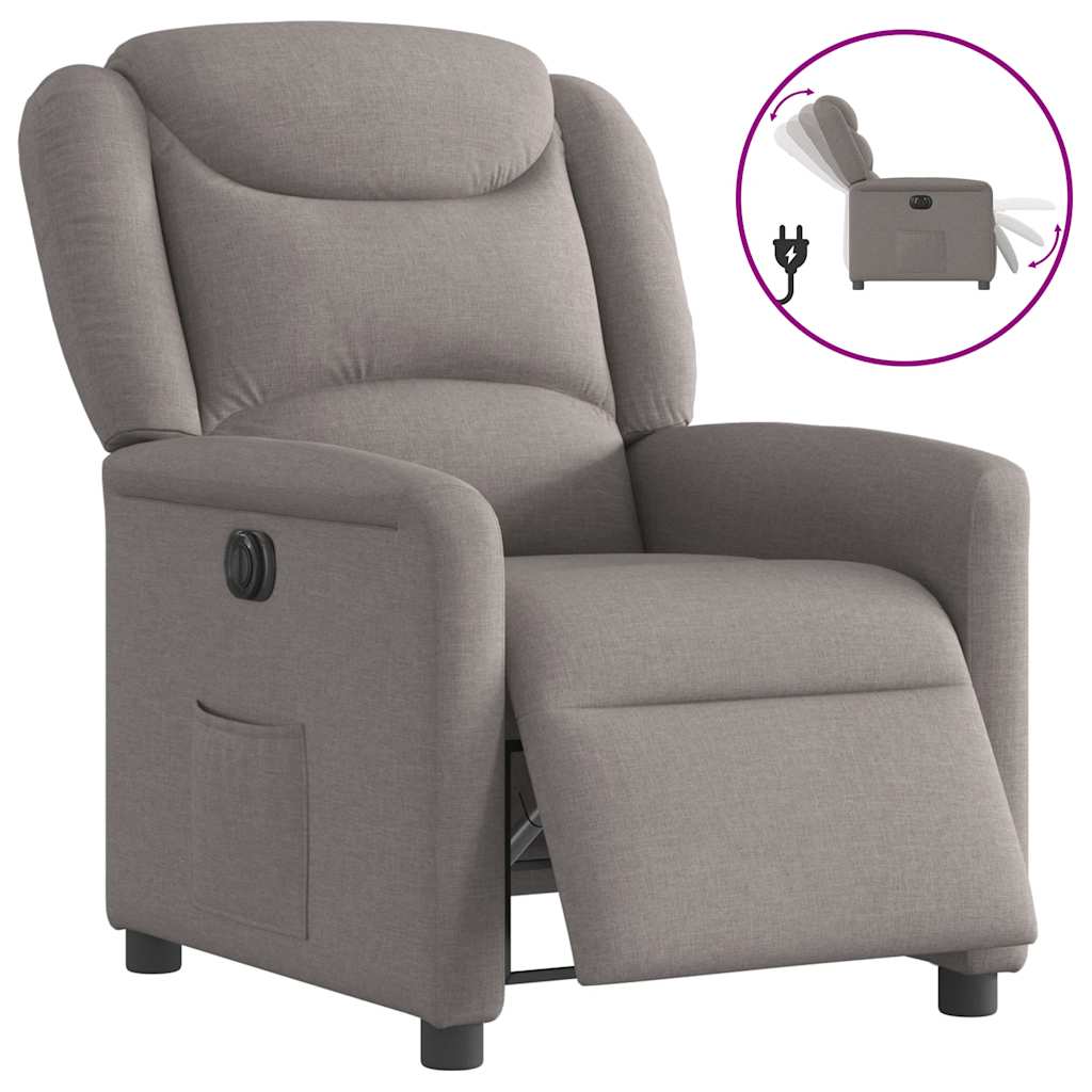 Fauteuil inclinable électrique Taupe Tissu