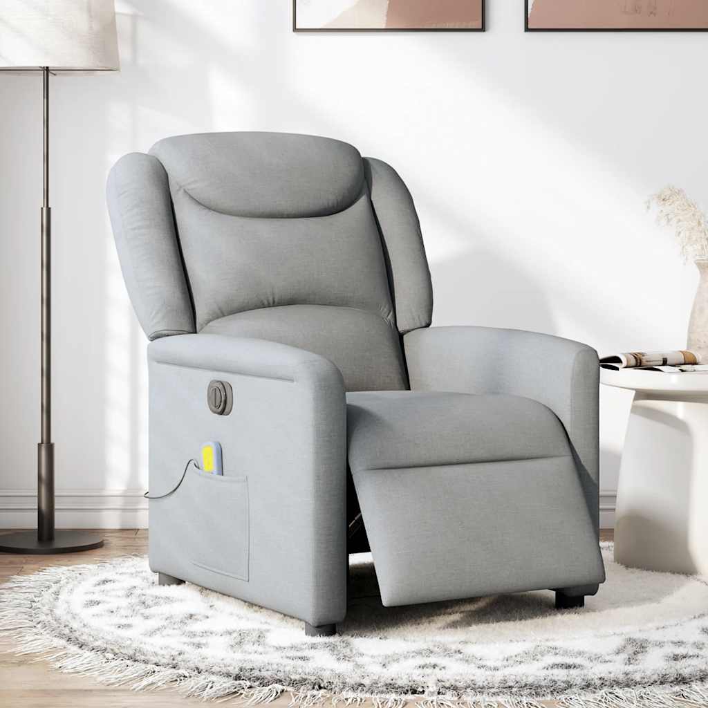 Fauteuil de massage inclinable électrique gris clair tissu