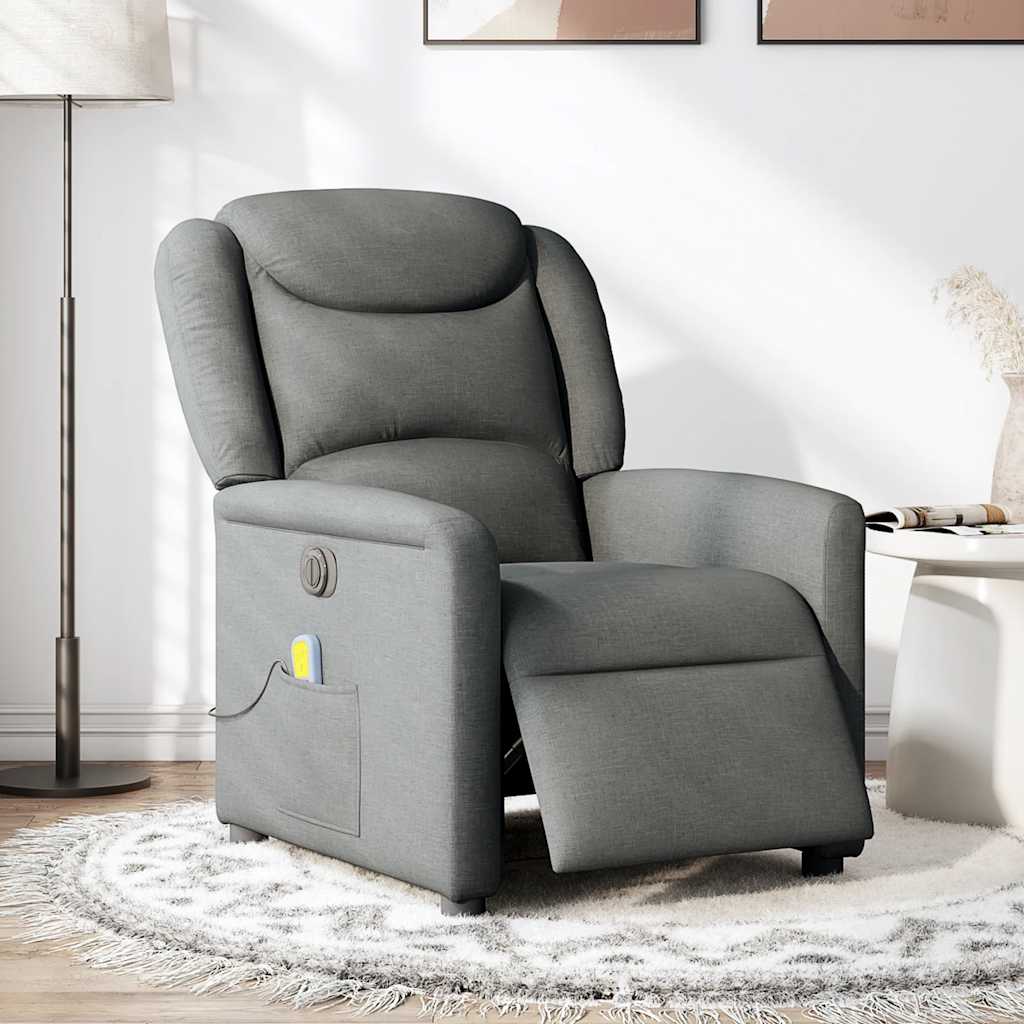 Fauteuil inclinable de massage électrique gris foncé tissu