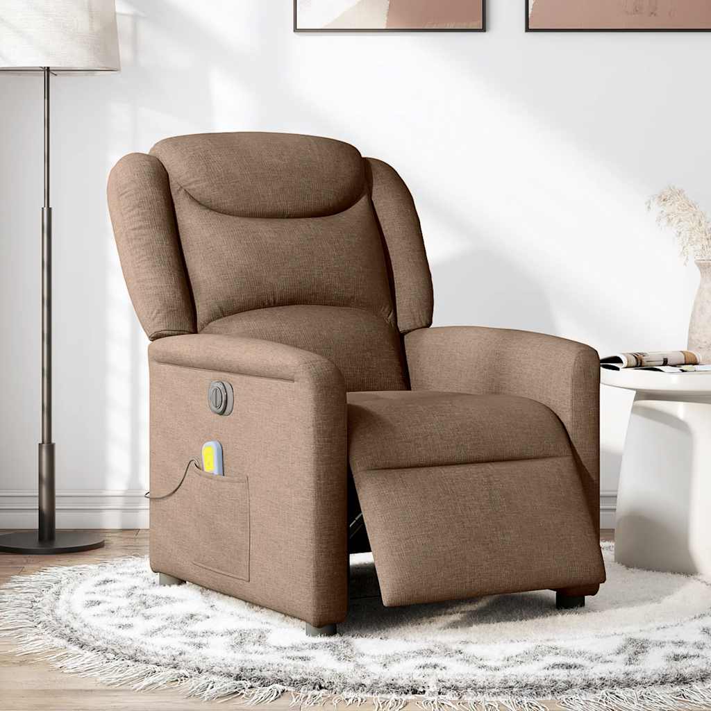 Fauteuil inclinable de massage électrique marron tissu