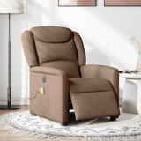 Fauteuil inclinable de massage électrique marron tissu