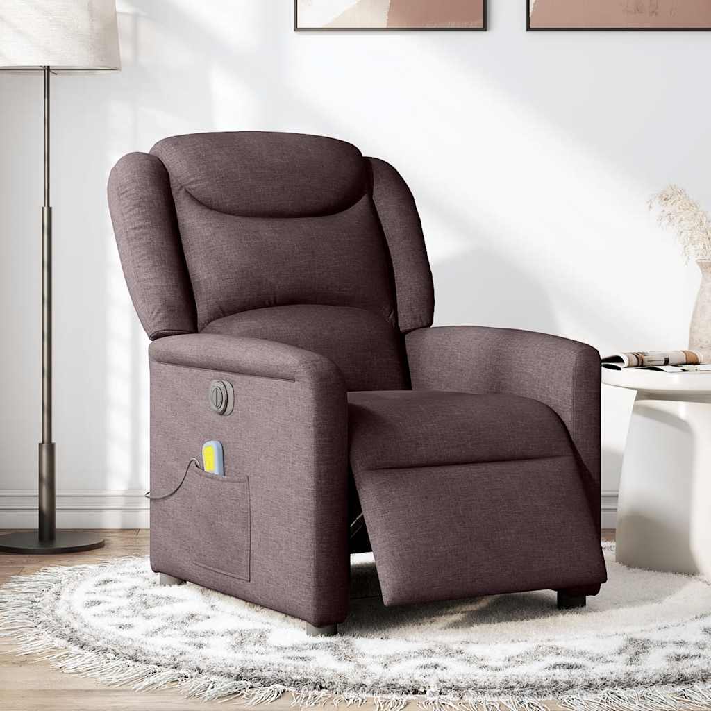 Fauteuil de massage inclinable électrique Marron foncé Tissu