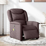 Fauteuil de massage inclinable électrique Marron foncé Tissu