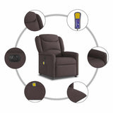 Fauteuil de massage inclinable électrique Marron foncé Tissu