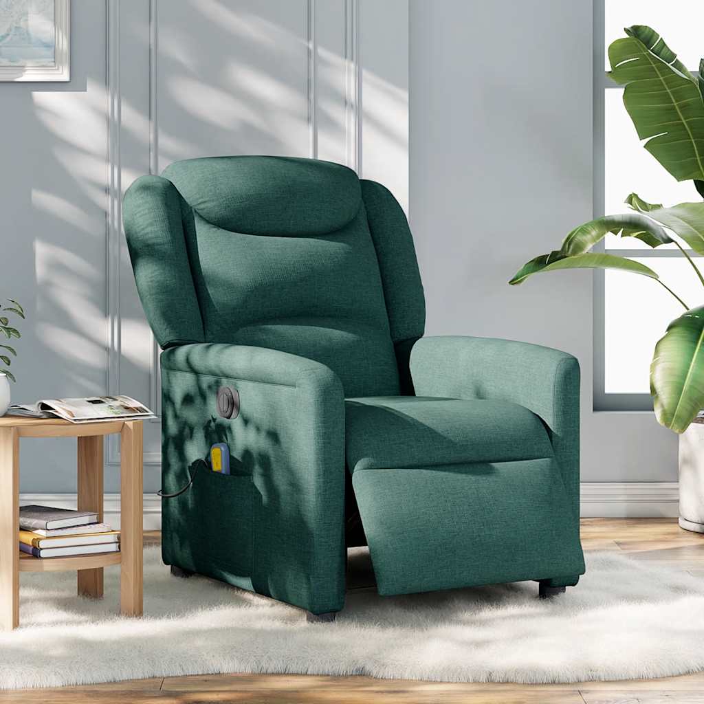Fauteuil de massage inclinable électrique Vert foncé Tissu
