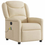 Fauteuil inclinable de massage électrique crème tissu