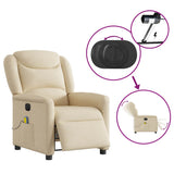 Fauteuil inclinable de massage électrique crème tissu