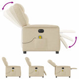 Fauteuil inclinable de massage électrique crème tissu