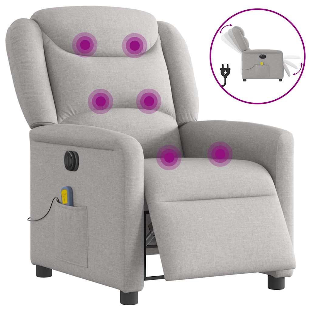Fauteuil de massage inclinable électrique gris nuage tissu
