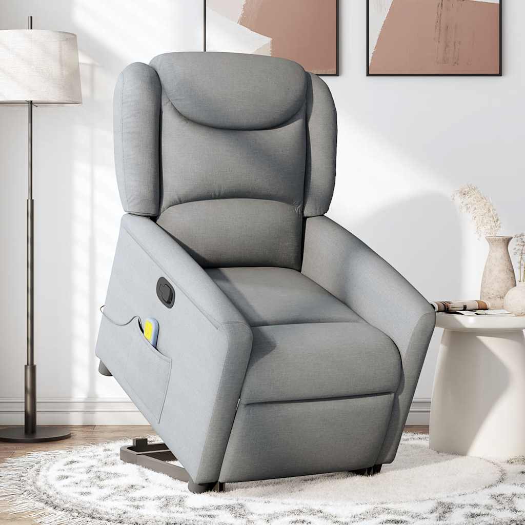 Fauteuil de massage inclinable Gris clair Tissu