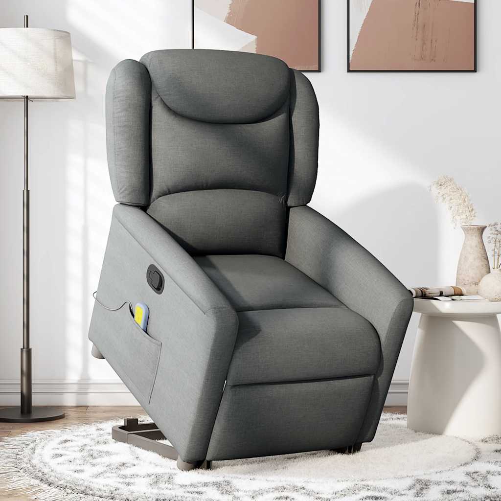 Fauteuil de massage inclinable Gris foncé Tissu