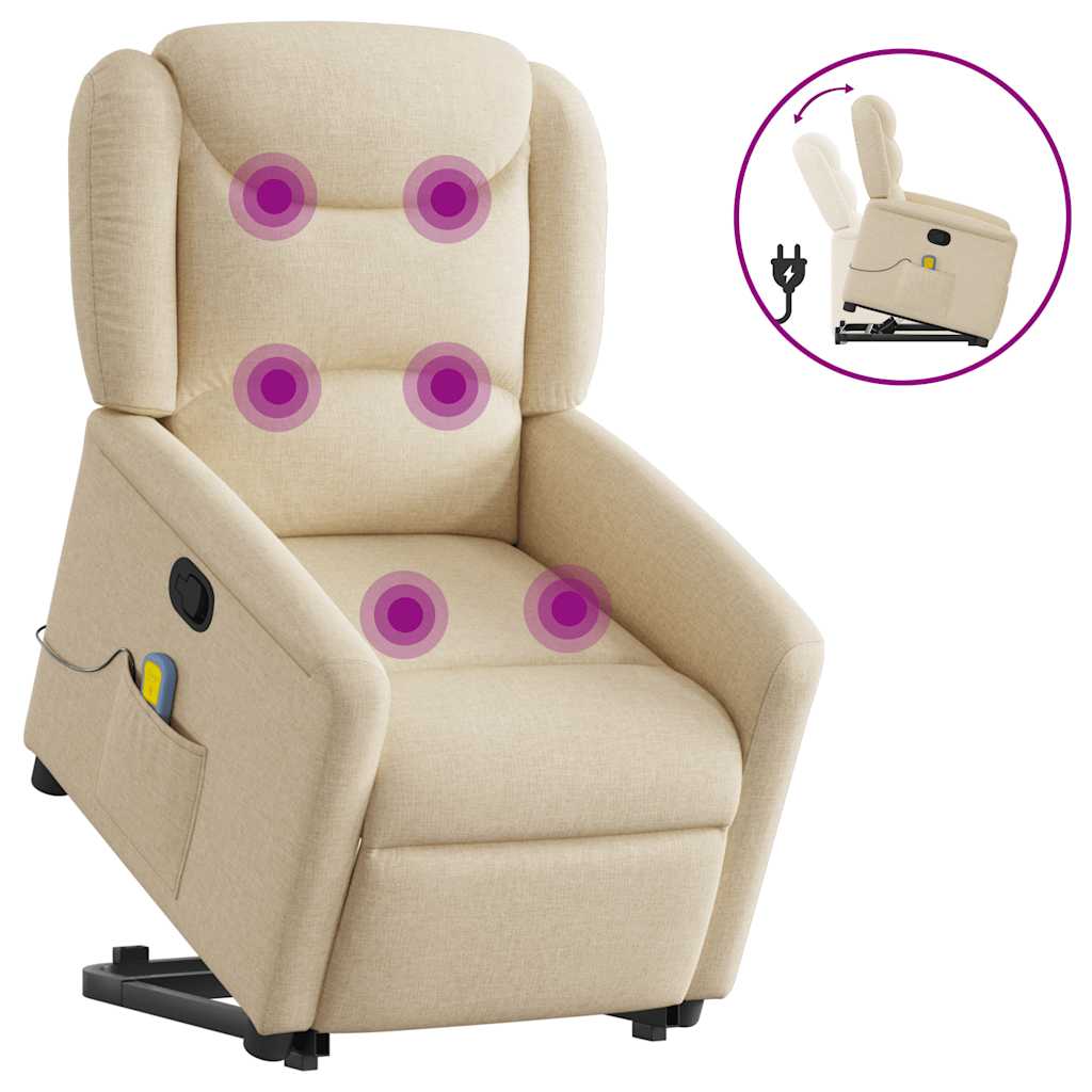 Fauteuil inclinable de massage Crème Tissu