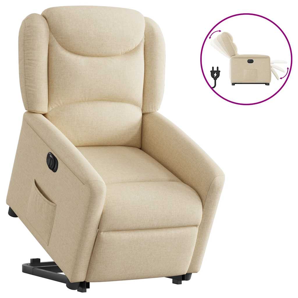 Fauteuil inclinable électrique crème tissu