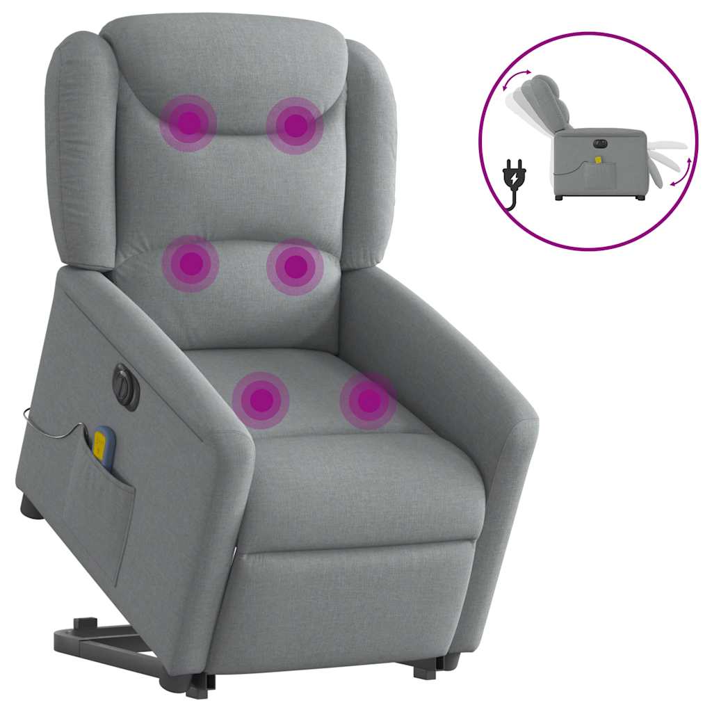 Fauteuil inclinable de massage électrique Gris clair Tissu