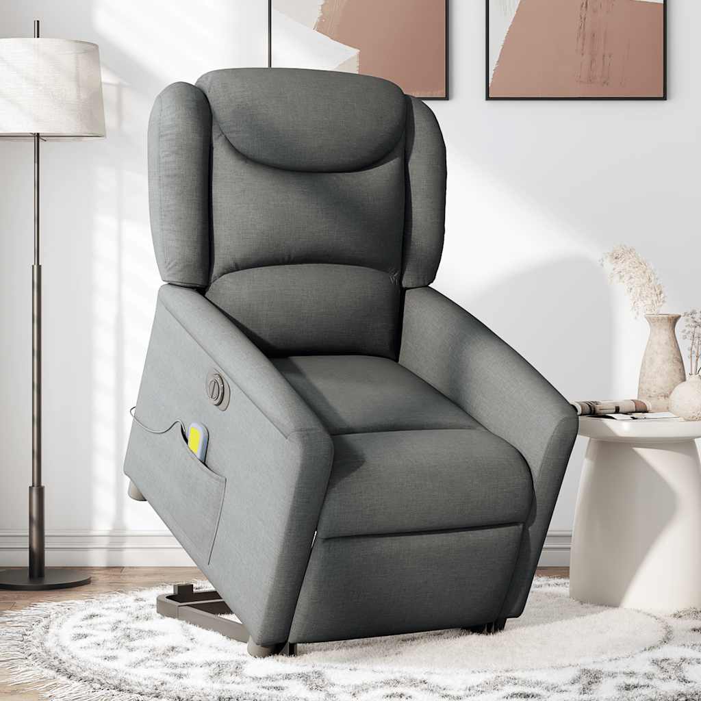 Fauteuil inclinable de massage électrique Gris foncé Tissu
