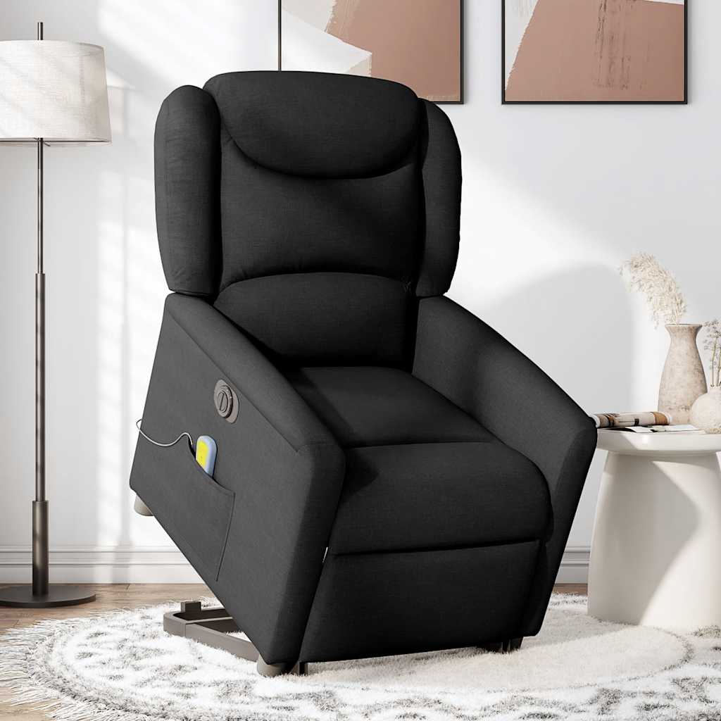 Fauteuil inclinable de massage électrique Noir Tissu