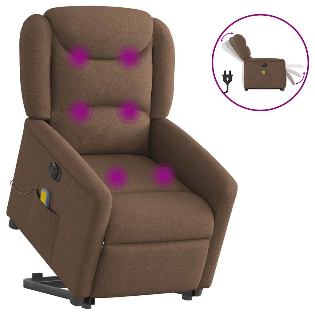Fauteuil inclinable de massage électrique Marron Tissu