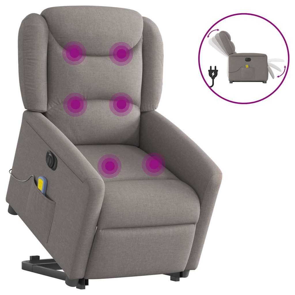 Fauteuil inclinable de massage électrique Taupe Tissu