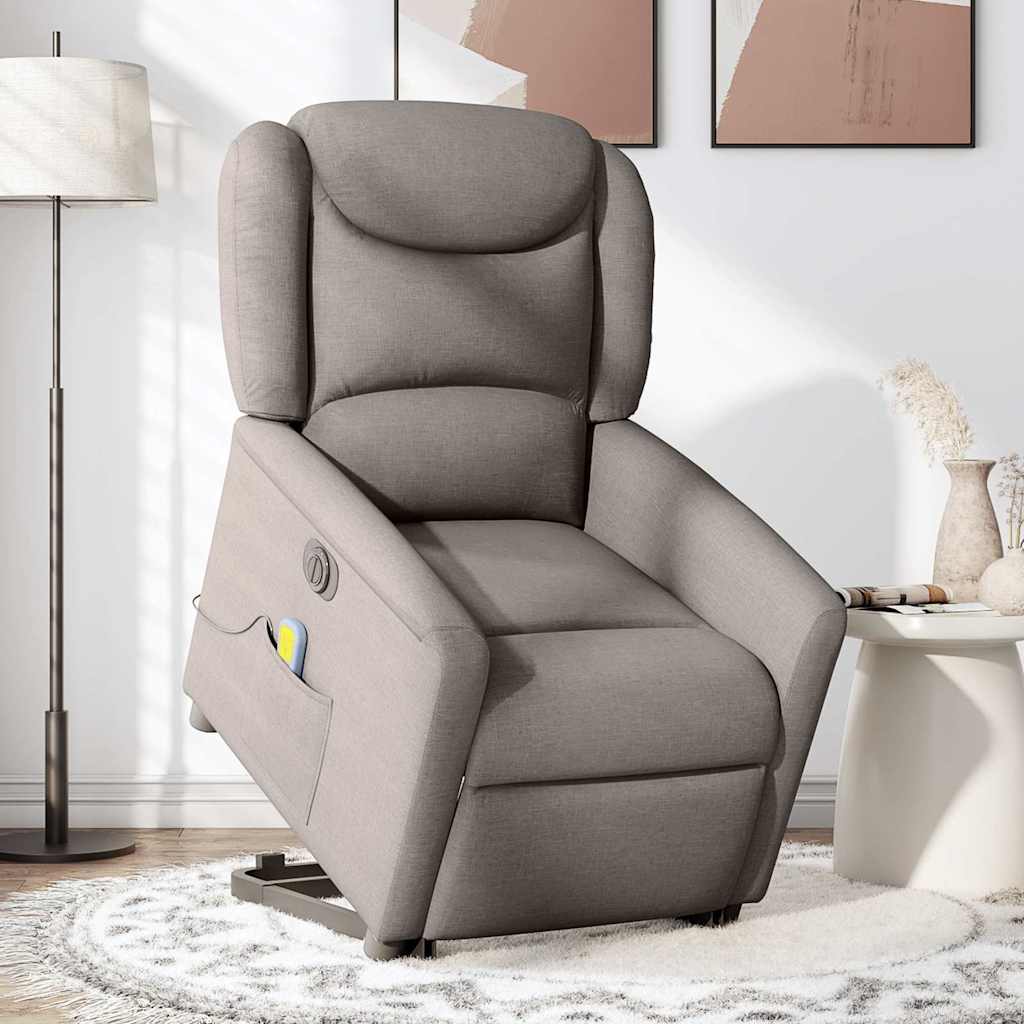 Fauteuil inclinable de massage électrique Taupe Tissu